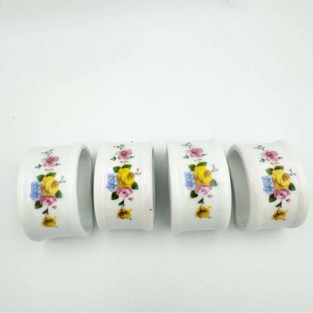 NEW Floral Porcelain Cottagecore Napkin Rings